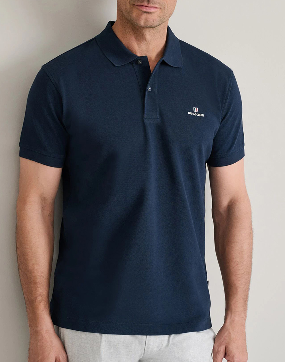 NAVY&GREEN ΜΠΛΟΥΖΑΚΙ ΠΟΛΟ M/ΧΡΩΜΟ, CUSTOM FIT 24GE.300.9-MARINE BLUE DarkBlue