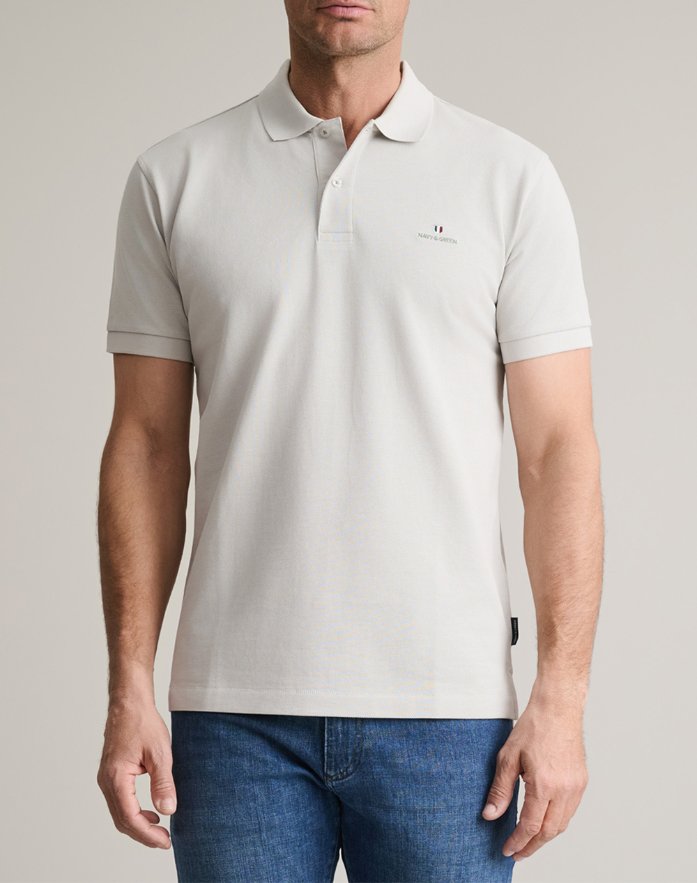 NAVY&GREEN ΜΠΛΟΥΖΑΚΙ ΠΟΛΟ M/ΧΡΩΜΟ, CUSTOM FIT 24GE.300.9-ICE Ecru