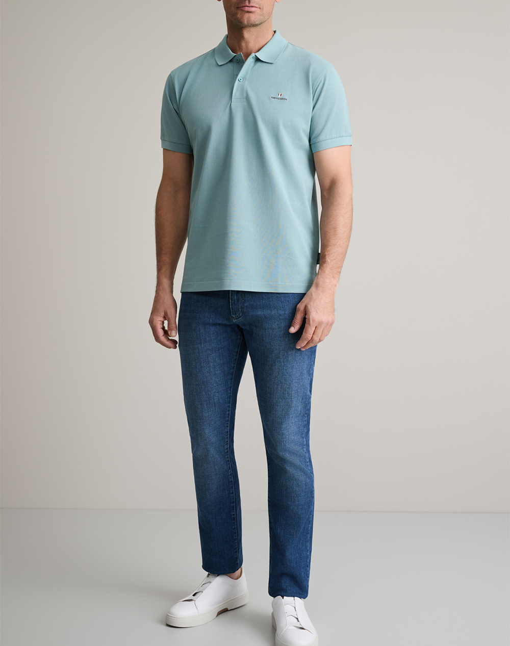 Navy Green Μπλουζακι Πολο M Χρωμο Custom Fit 24Ge 300 9-Dusty Turquoise Lightblue ανδρικά ρούχα μπλούζες Polo Politikos Shop Πολιτικός