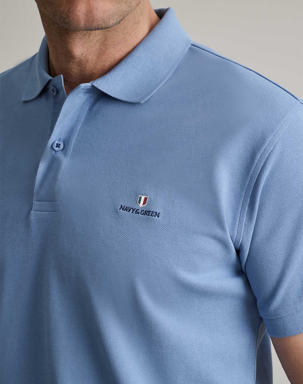 NAVY&GREEN ΜΠΛΟΥΖΑΚΙ ΠΟΛΟ M/ΧΡΩΜΟ, CUSTOM FIT 24GE.300.9-FADED DENIM BLUE SkyBlue φωτογραφία