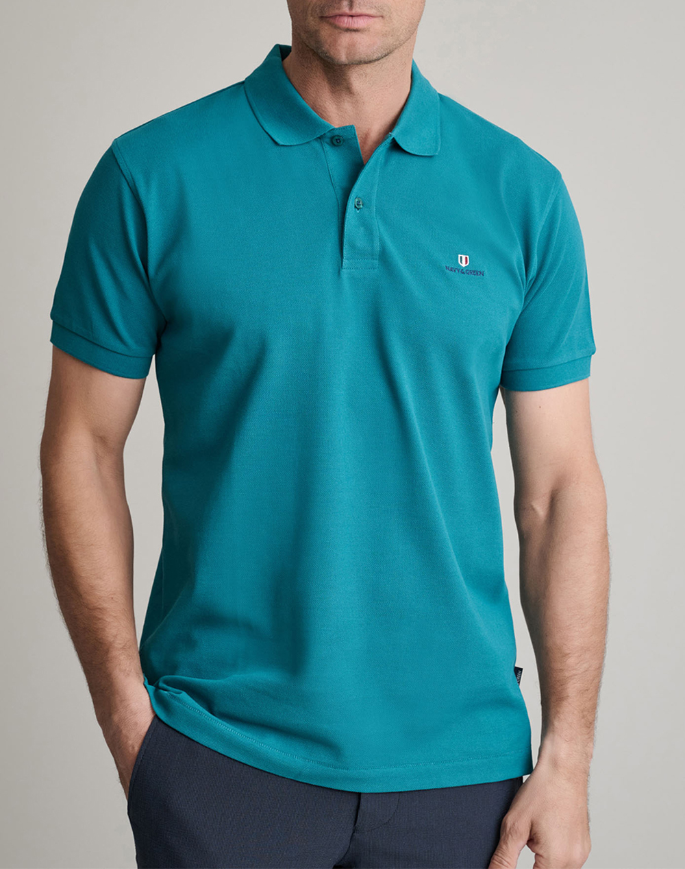 NAVY&GREEN ΜΠΛΟΥΖΑΚΙ ΠΟΛΟ M/ΧΡΩΜΟ, CUSTOM FIT 24GE.300.9-Deep Lake Turquoise