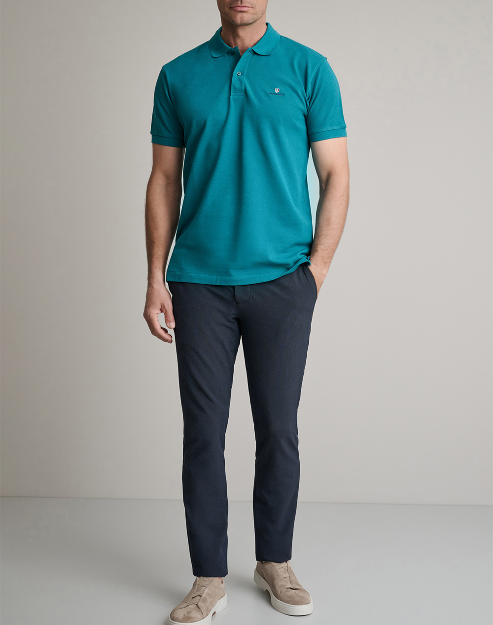 Navy Green Μπλουζακι Πολο M Χρωμο Custom Fit 24Ge 300 9-Deep Lake Turquoise ανδρικά ρούχα μπλούζες Polo Politikos Shop Πολιτικός