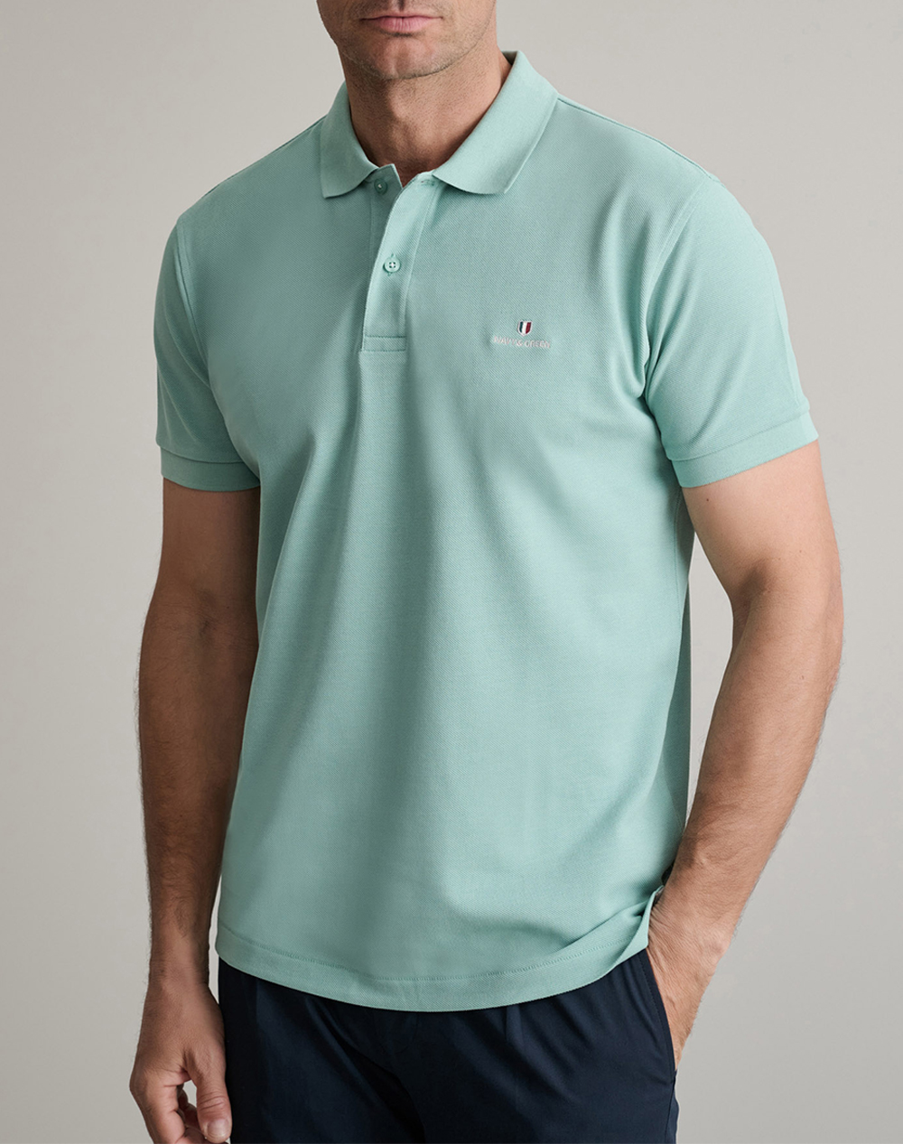 NAVY&GREEN ΜΠΛΟΥΖΑΚΙ ΠΟΛΟ M/ΧΡΩΜΟ, CUSTOM FIT 24GE.300.9-LAGOON Veraman