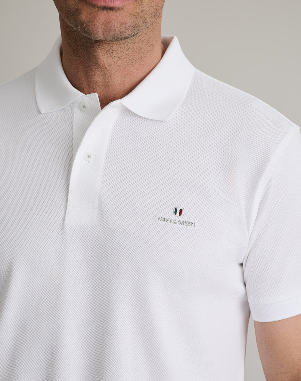 NAVY&GREEN ΜΠΛΟΥΖΑΚΙ ΠΟΛΟ M/ΧΡΩΜΟ, CUSTOM FIT 24GE.300.9-WHITE White φωτογραφία