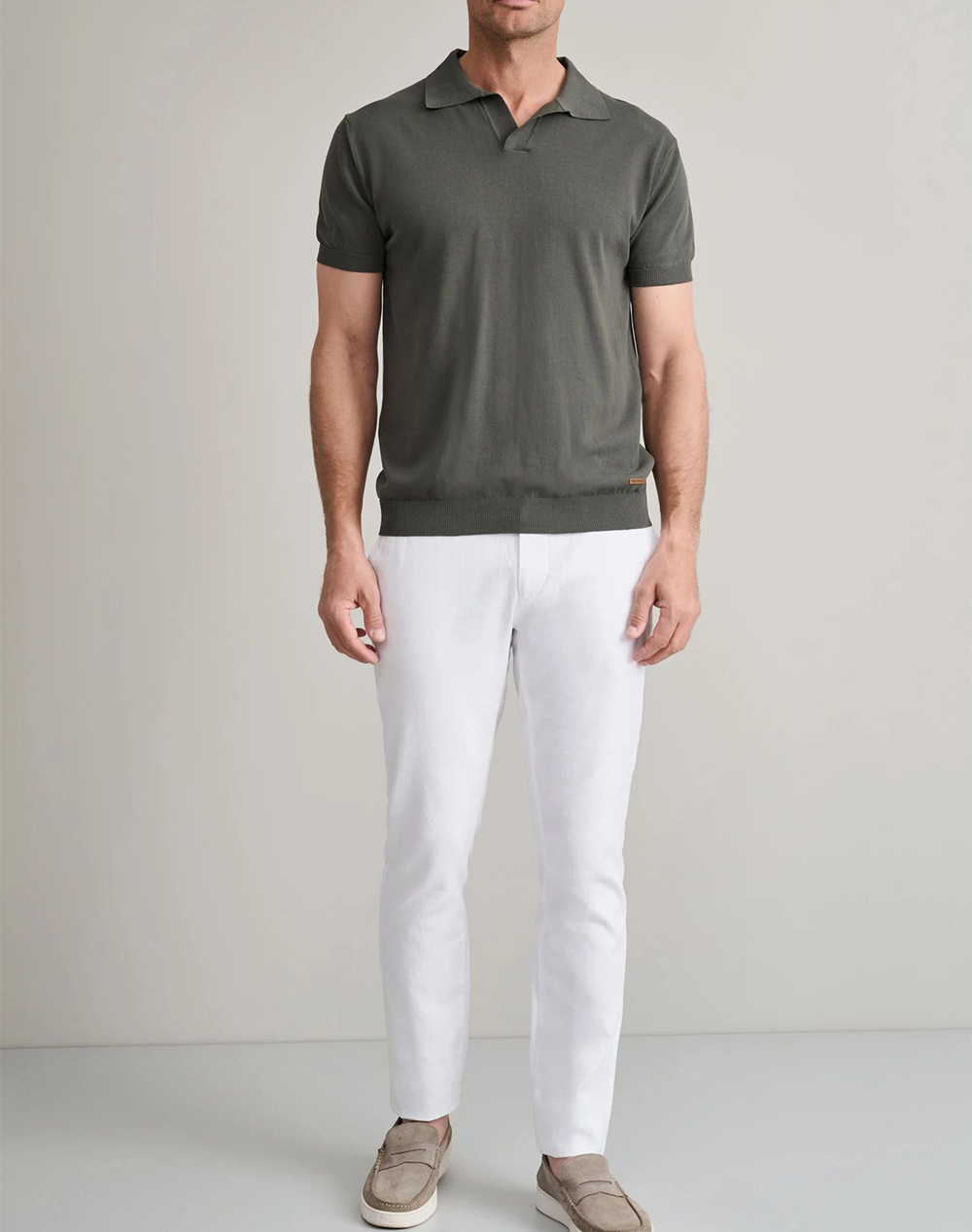 Navy Green Πλεκτο Polo Konto Maniki 24Ar 981 Plv 1-Olive Brown Olive ανδρικά ρούχα μπλούζες Politikos Shop Πολιτικός