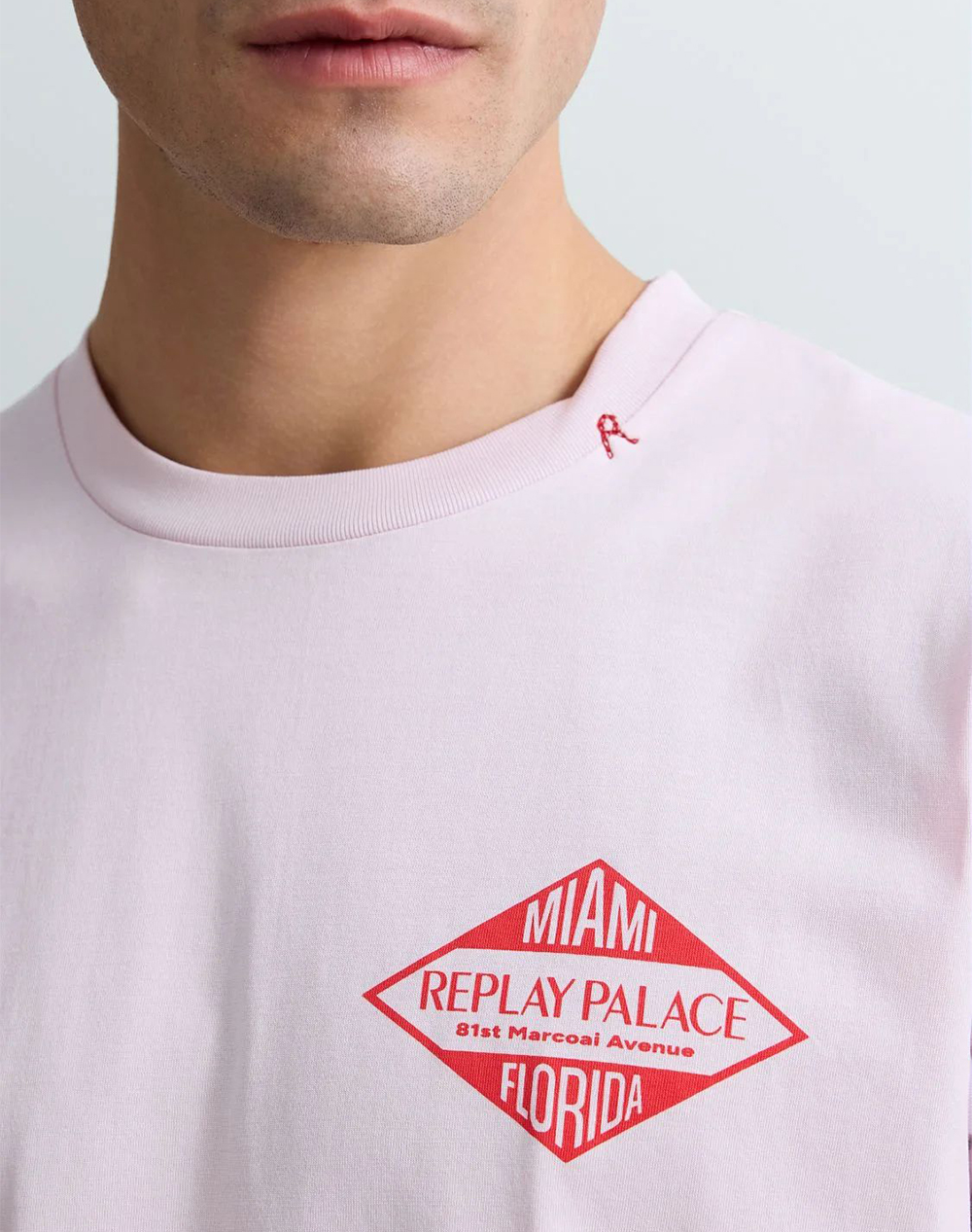 Replay Μακω M3344 000 2660-062 Lightpink ανδρικά ρούχα μπλούζες T-Shirt Politikos Shop Πολιτικός