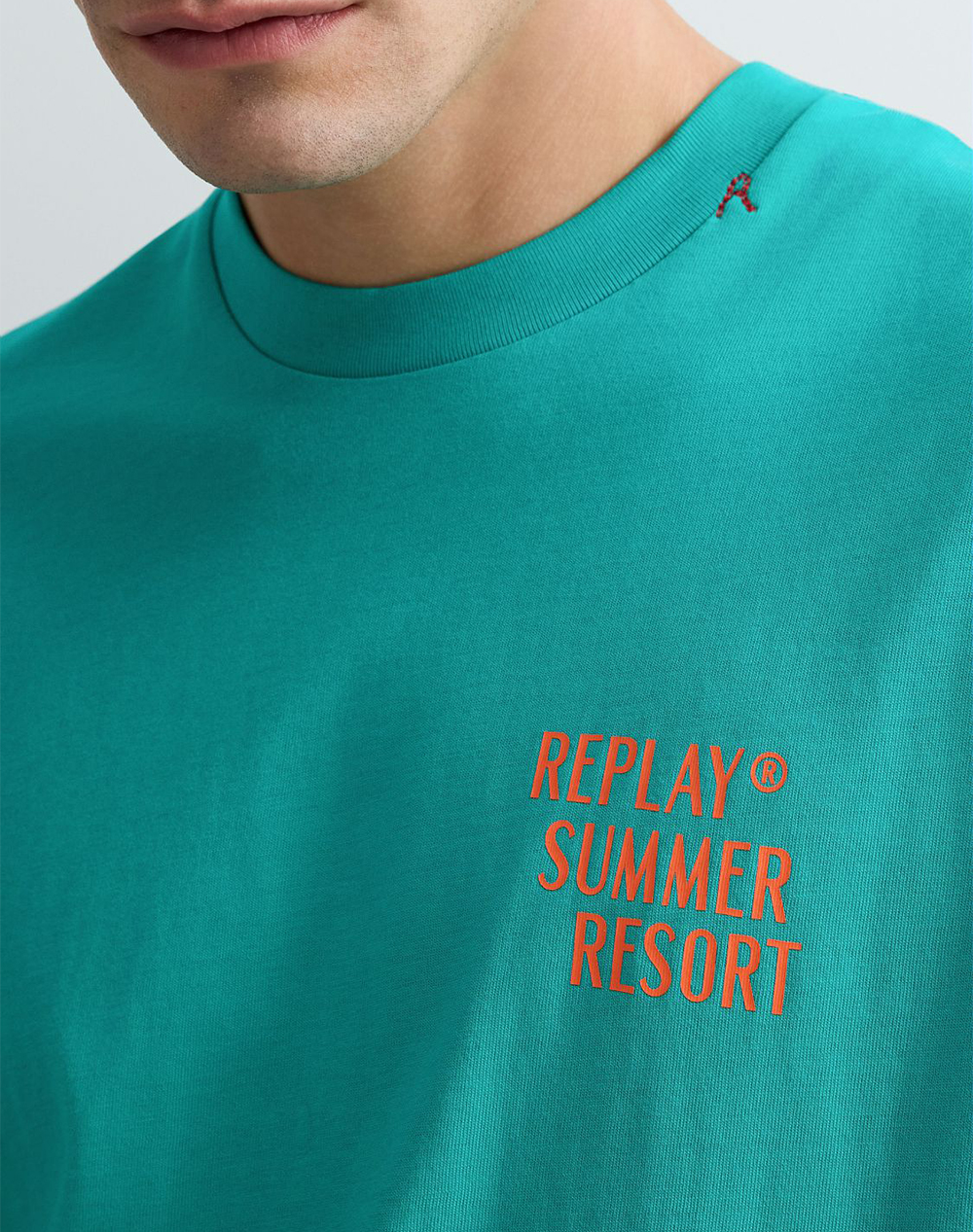 Replay Μακω M3378 000 23608P-969 Turquoise ανδρικά ρούχα μπλούζες T-Shirt Politikos Shop Πολιτικός