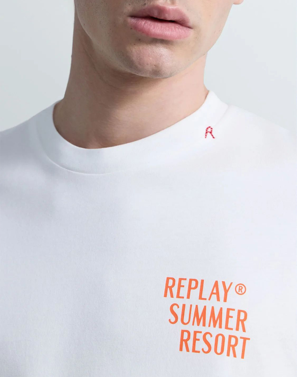 Replay Μακω M3378 000 23608P-011 White ανδρικά ρούχα μπλούζες T-Shirt Politikos Shop Πολιτικός