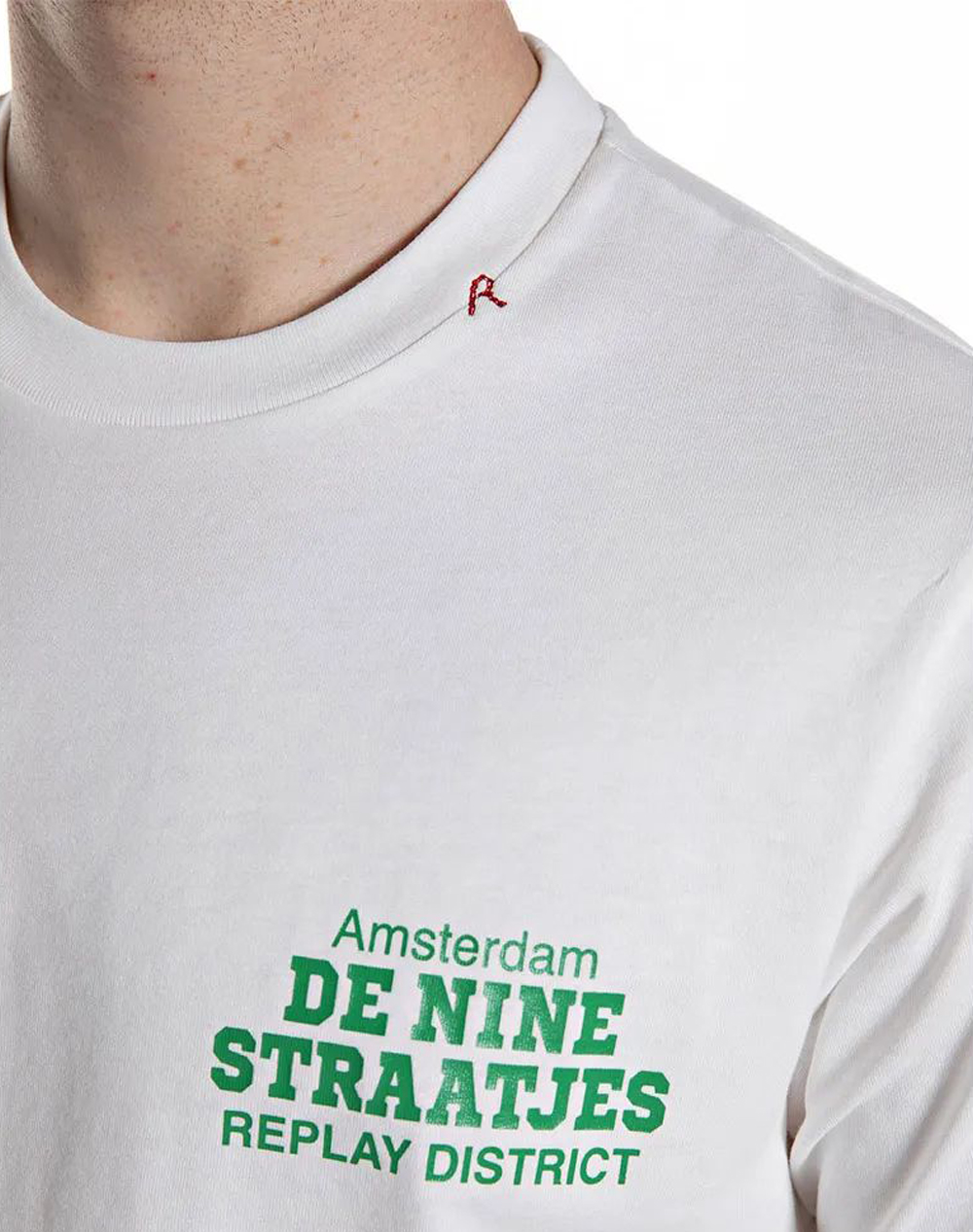 Replay Μακω M3547 000 23608P-011 White ανδρικά ρούχα μπλούζες T-Shirt Politikos Shop Πολιτικός
