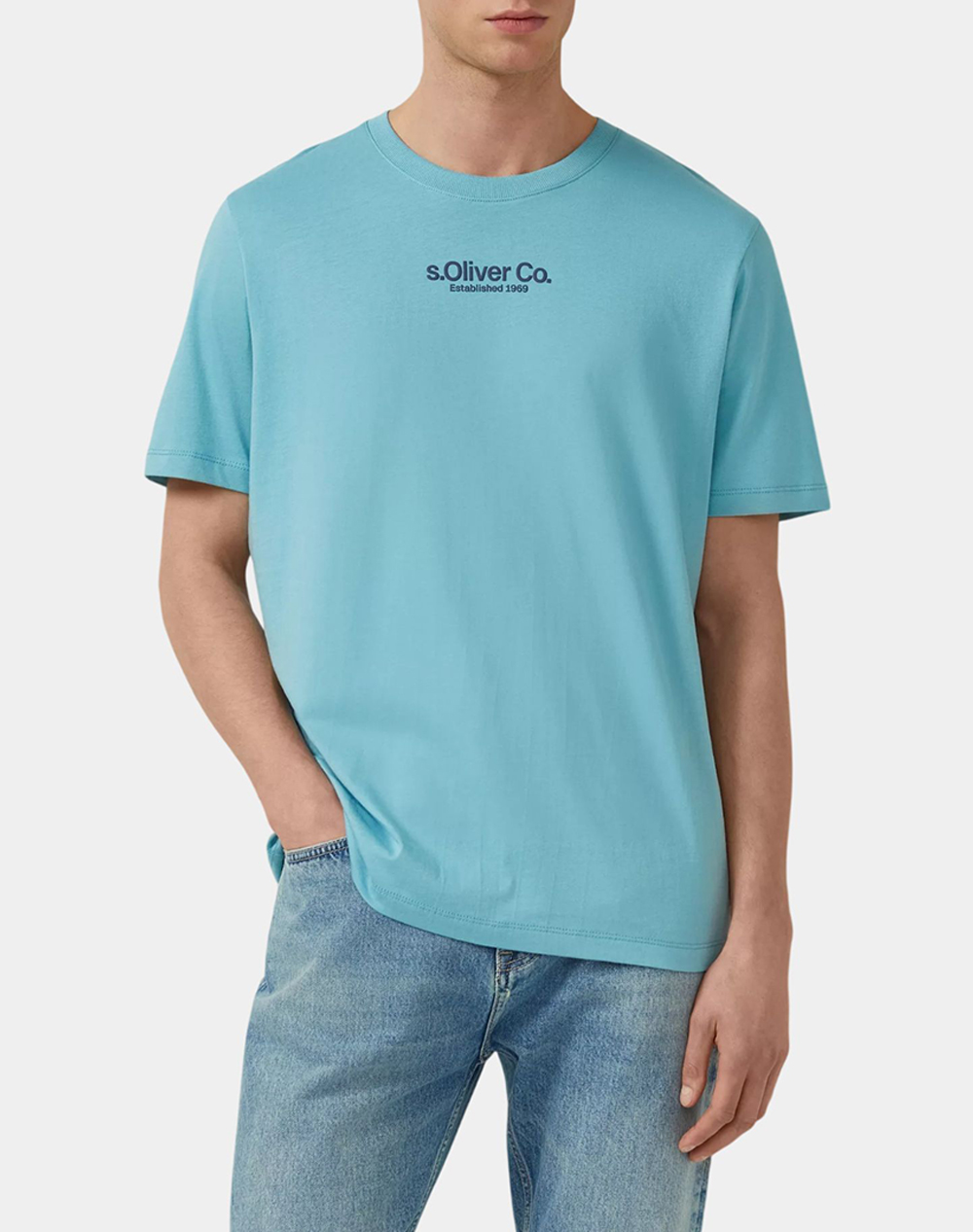 S.Oliver Ανδρικό T-Shirt Κοντομάνικο Σιέλ Βαμβάκι