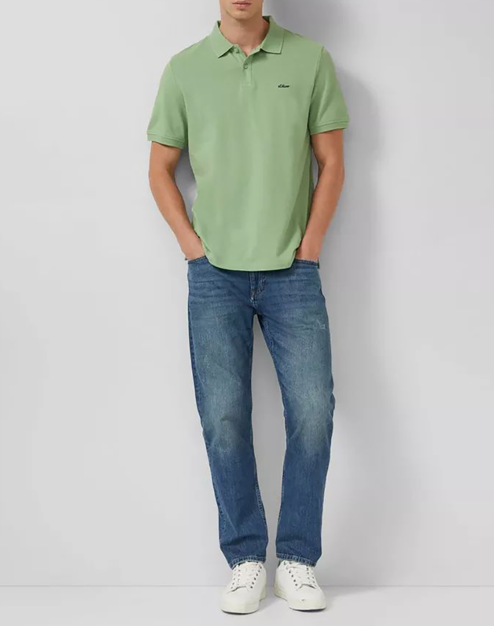 S Oliver Πόλο Μπλούζα So2138262-7253 Green ανδρικά ρούχα μπλούζες Polo Politikos Shop Πολιτικός