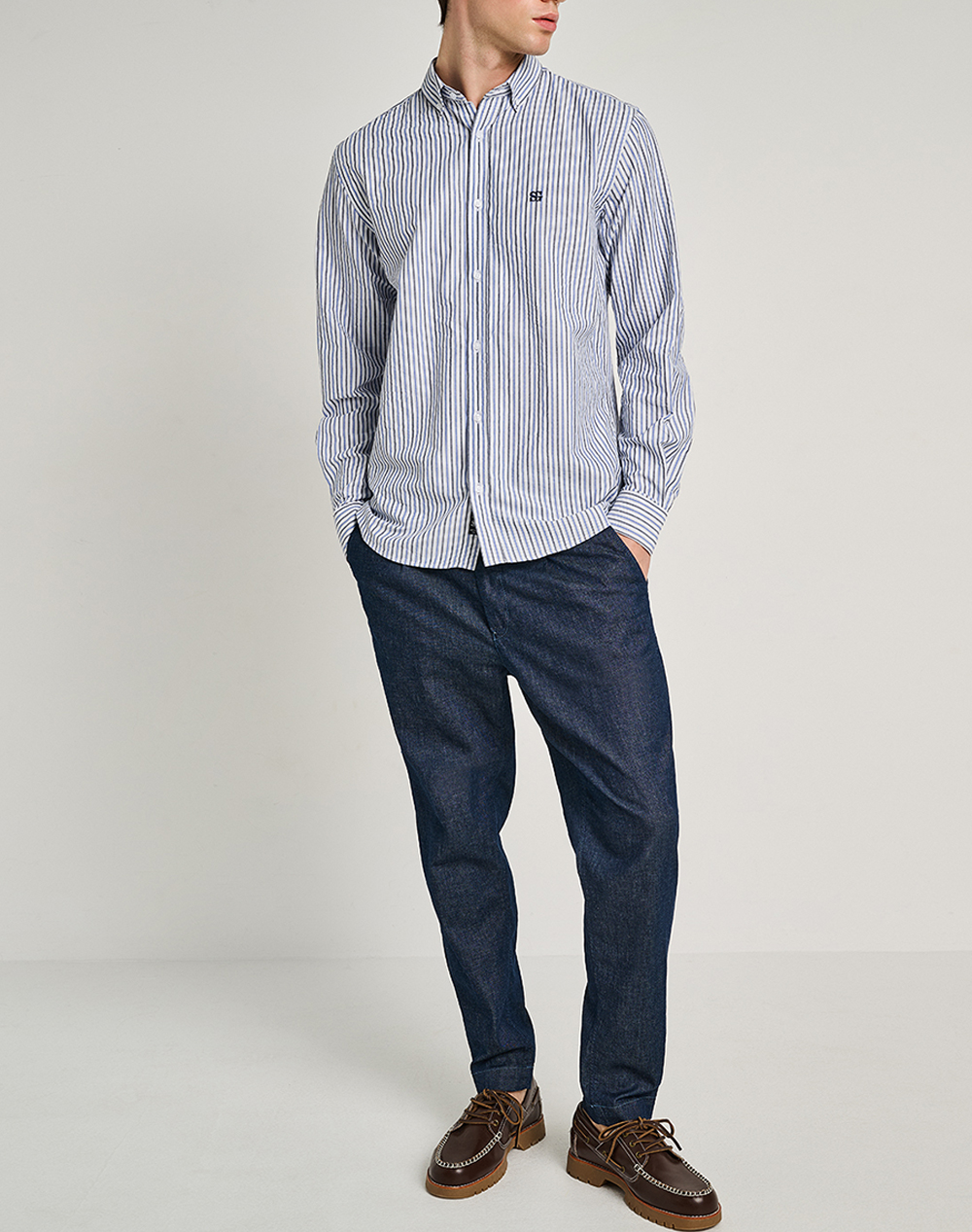 Staff Culton Tapered Man Pant 100%Co 5-673 083 B0 055- 00 Denimdarkblue ανδρικά ρούχα παντελόνια Jeans Politikos Shop Πολιτικός