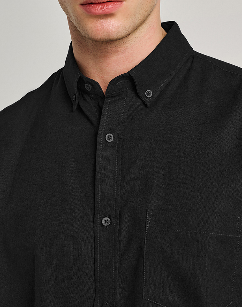 Staff Hummel Man Linen Shirt Longsleeve 61-002 055-Ν0090 Black ανδρικά ρούχα πουκάμισα Politikos Shop Πολιτικός