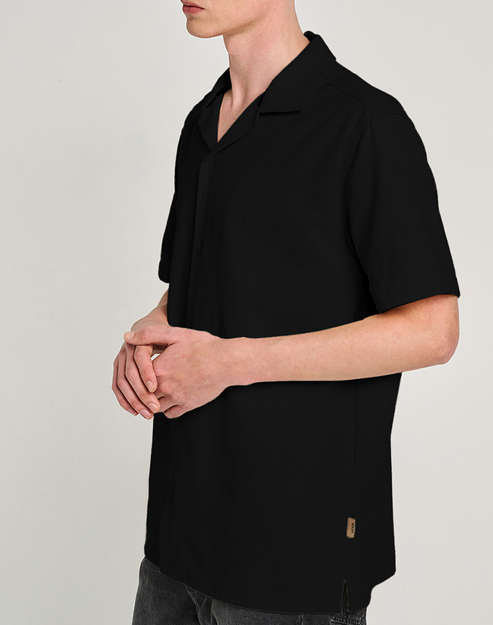 Staff Ocean Man Shirt Short Sleeve 100%Co 61-201 055-Ν0090 Black ανδρικά ρούχα πουκάμισα Politikos Shop Πολιτικός