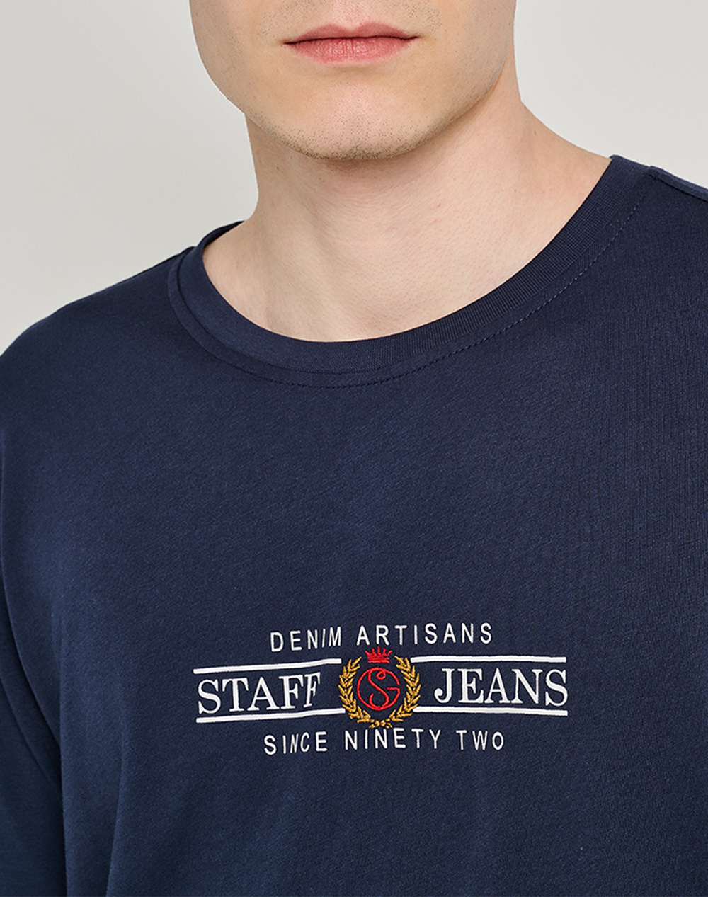 Staff Marco Man T-Shirt 100%Co 64-013 055-Ν0045 Navyblue ανδρικά ρούχα μπλούζες Politikos Shop Πολιτικός