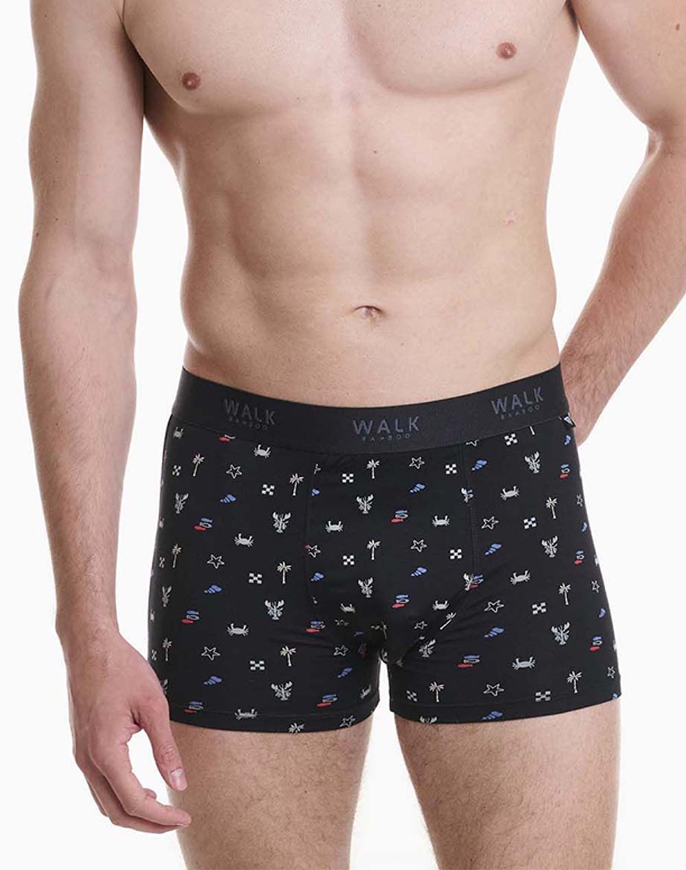 WALK ΑΝΔΡΙΚΟ ΜΠΟΞΕΡ BAMBOO ΜΕ ΣΧΕΔΙΟ BEACH W1770-79-MULTI Multi