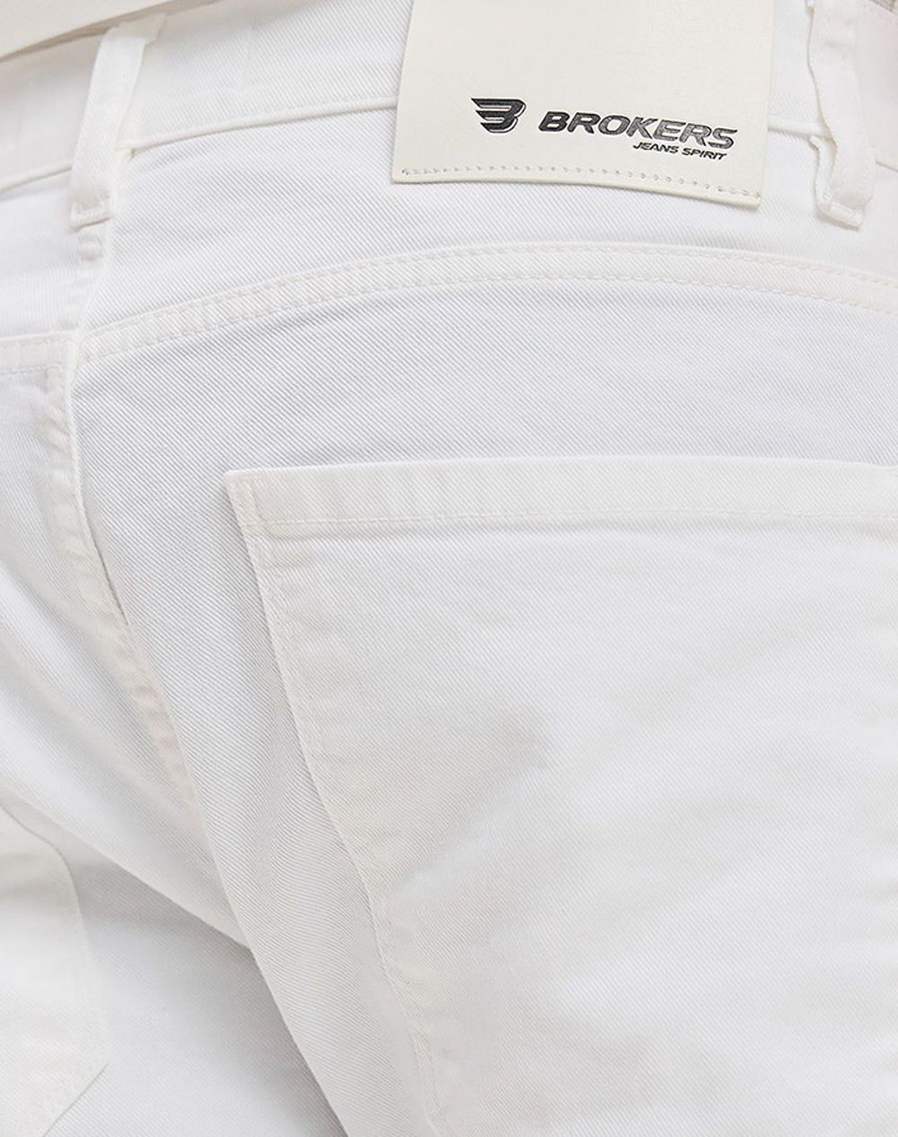 Brokers Ανδρικό Παντελόνι Jean 25013102402-1 White ανδρικά ρούχα παντελόνια Jeans Politikos Shop Πολιτικός