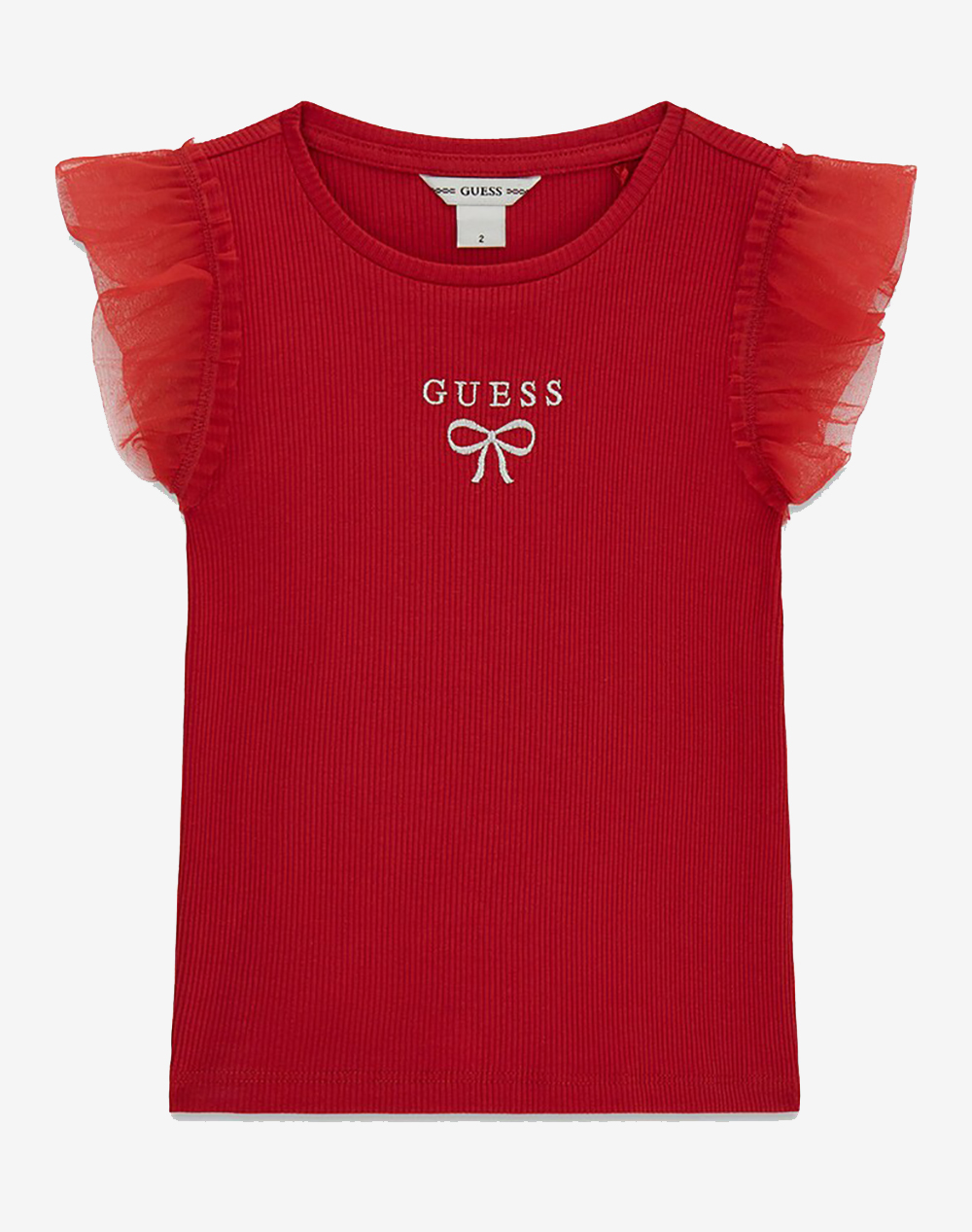 GUESS KIDS RIB SS T-SHIRT W/MESH ΜΠΛΟΥΖΑ ΠΑΙΔΙΚΟ GIRL K6RI12KCU20-G532 Red
