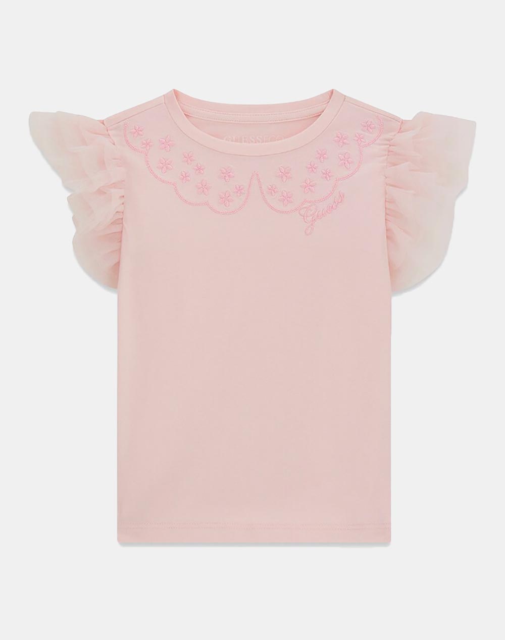 GUESS SS T-SHIRT W/MESH FRILL ΜΠΛΟΥΖΑ ΠΑΙΔΙΚΟ GIRL K6RI25K6YW4-G62O LightPink