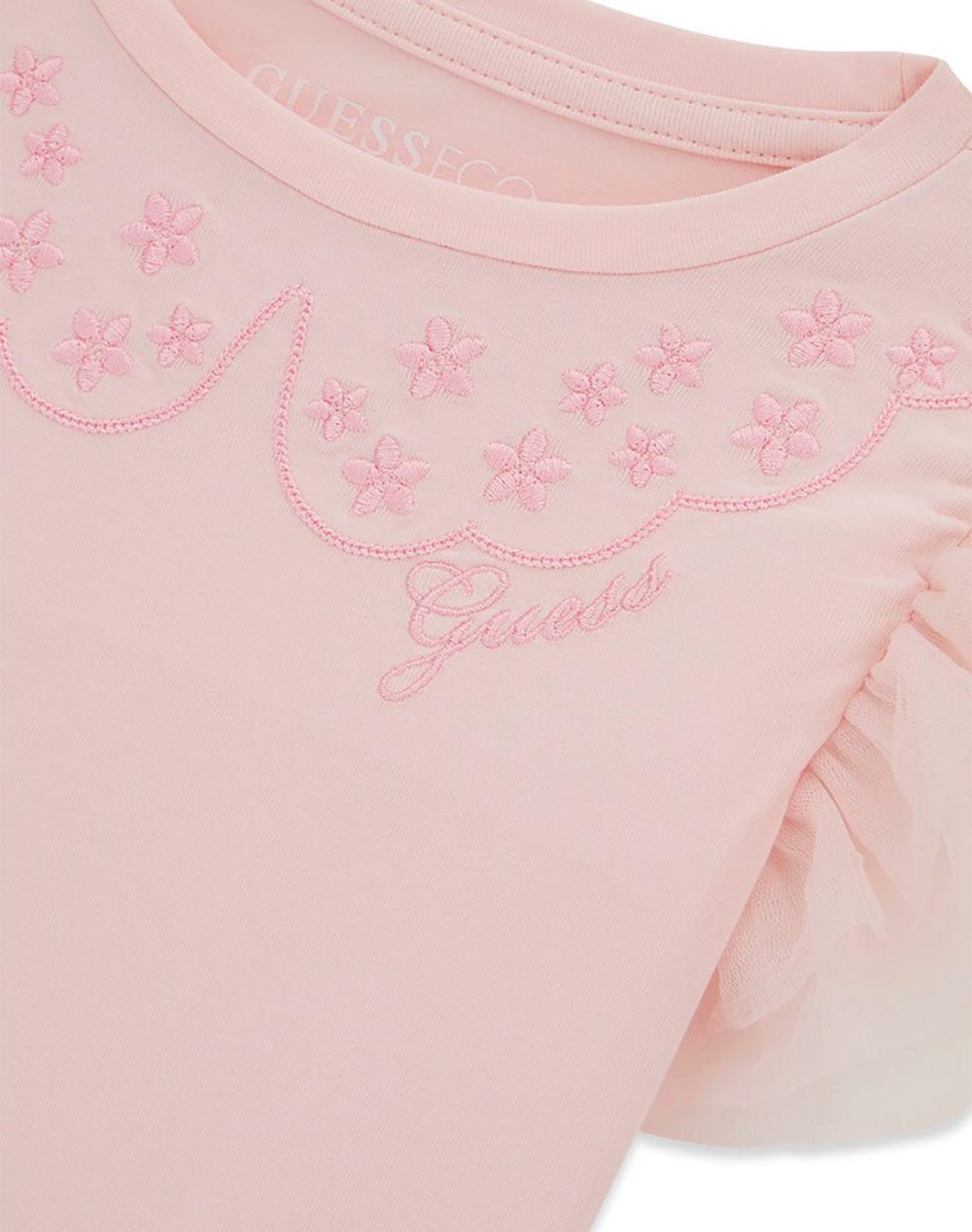 Guess Ss T-Shirt W Mesh Frill Μπλούζα Παιδικό Girl K6Ri25K6Yw4-G62O Lightpink παιδικά Κορίτσι ρούχα μπλούζες Politikos Shop Πολιτικός