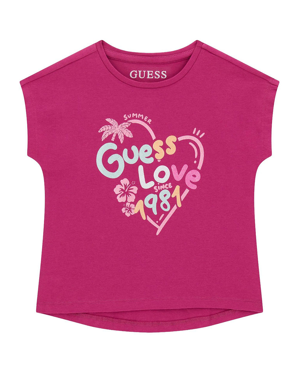 GUESS HIGH LOW SS T-SHIRT ΜΠΛΟΥΖΑ ΠΑΙΔΙΚΟ GIRL K6GI03K6YW4-G4A2 Magenta