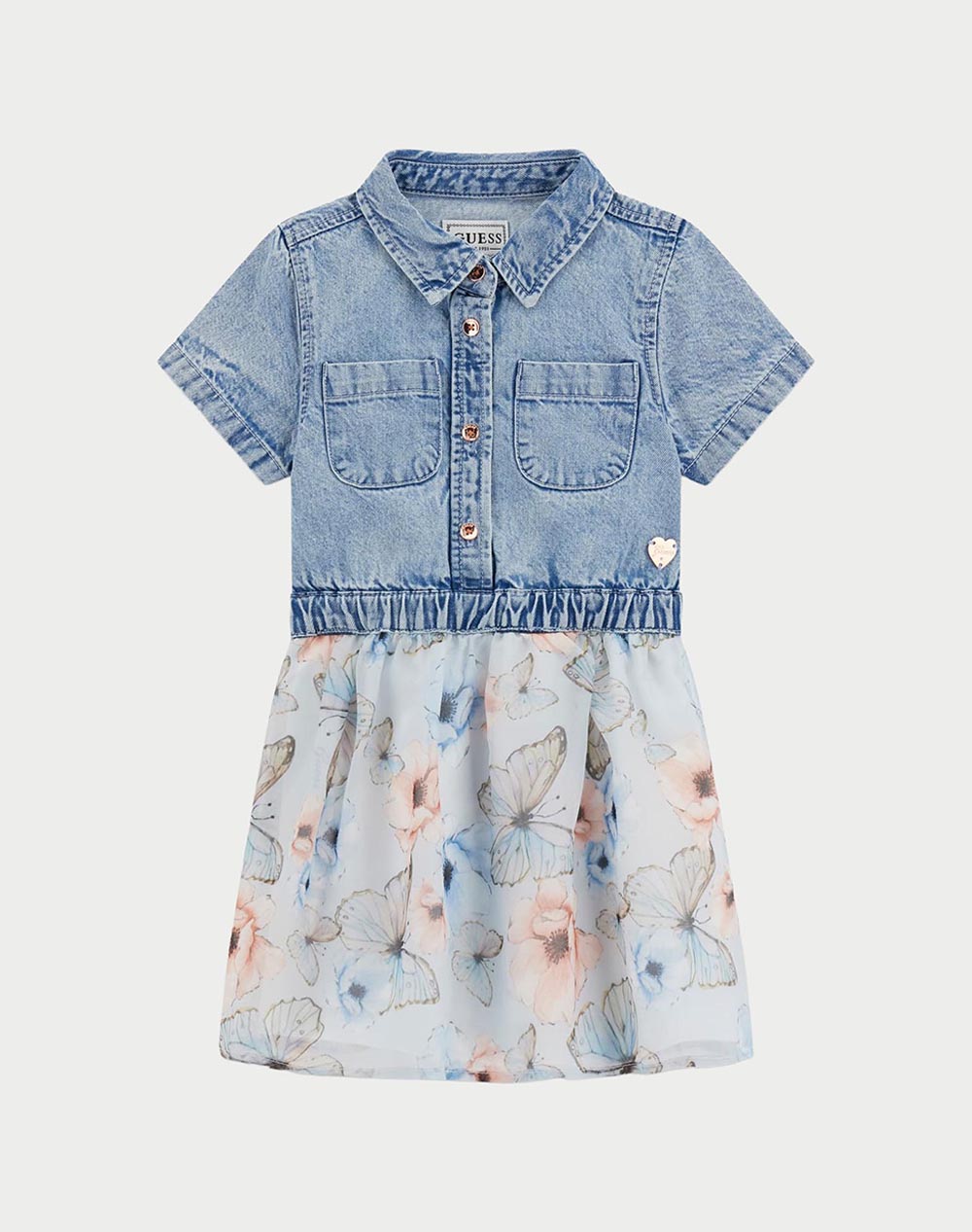 GUESS MIXED FABRIC SS DRESS ΦΟΡΕΜΑ ΠΑΙΔΙΚΟ GIRL K6RK16D4EU0-LHBH DenimLightBlue