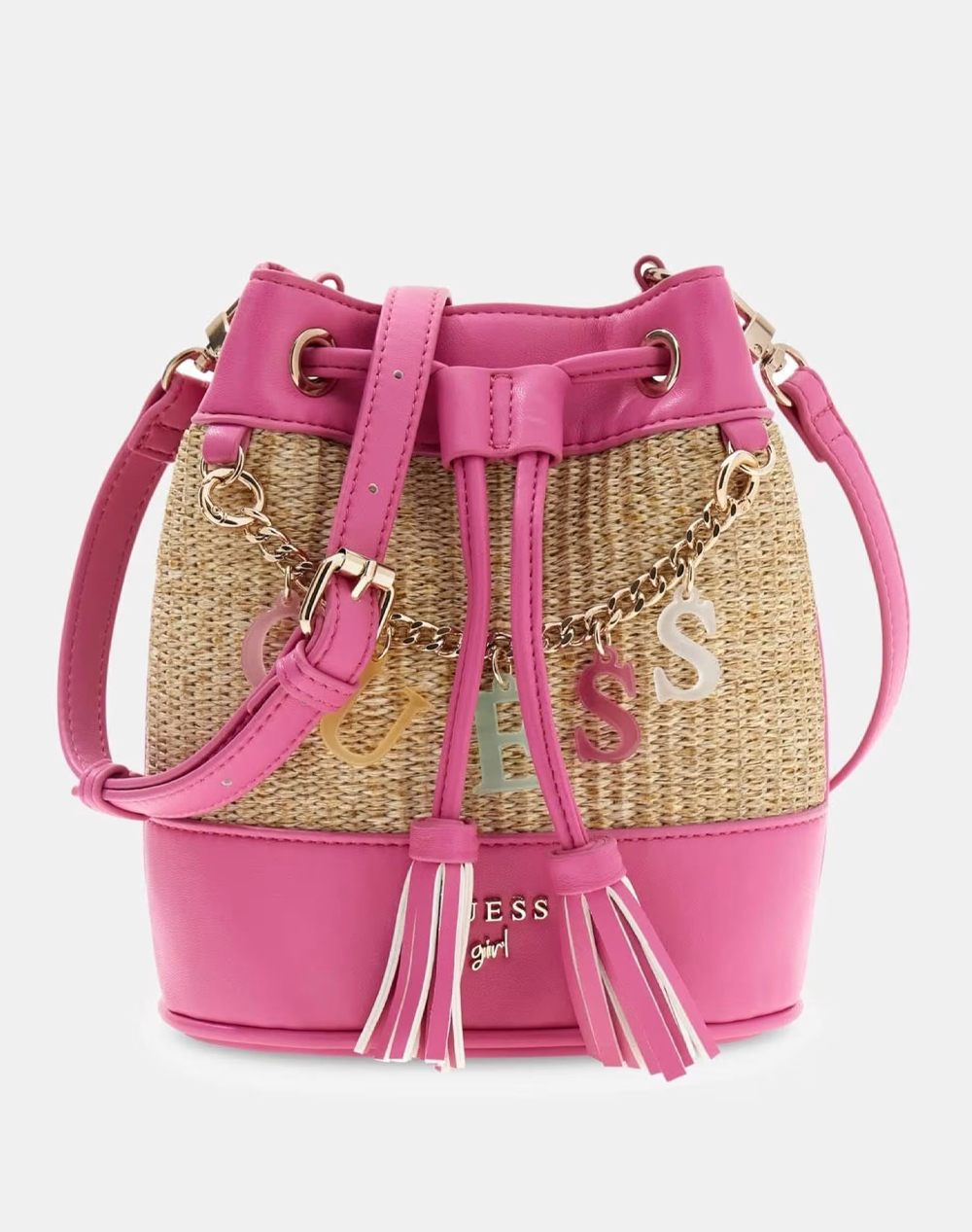 GUESS STRAW MINI BUCKET BAG ΤΣΑΝΤΑ ΠΑΙΔΙΚΟ GIRL J6GZ19WH860-F4K7 Ροζ