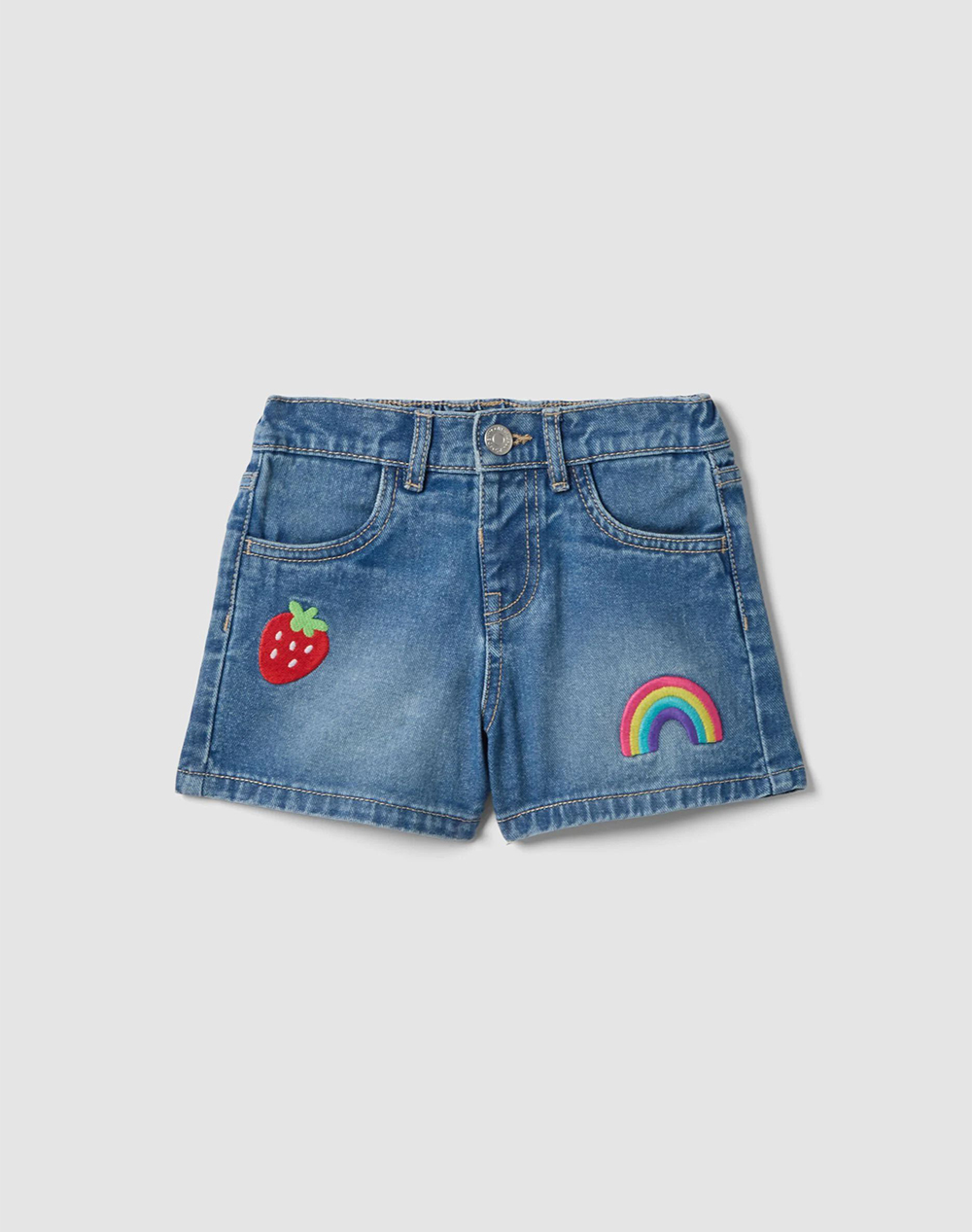 OVS DENIM SHORT W/EMBRO 2655150-MEDIUM BLUE DenimBlue