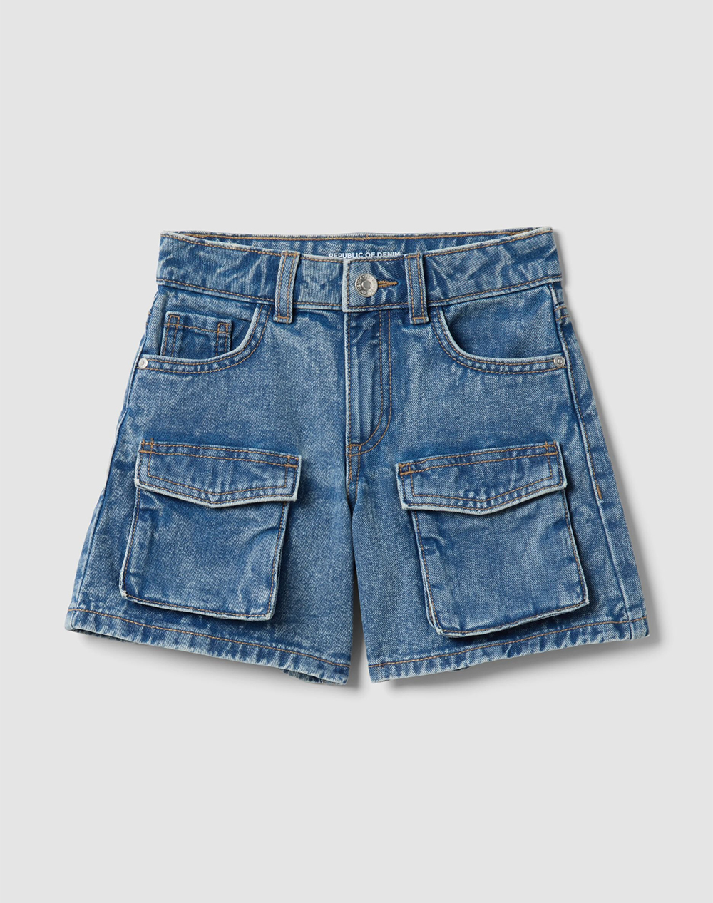 OVS DENIM SHORT W/FRONT CARGO 2654664-MEDIUM BLUE DenimBlue