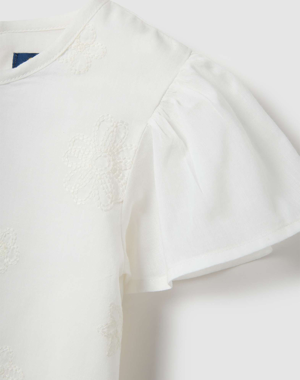 Ovs Shirt W Flower Embro 2574703-Star White Offwhite παιδικά Κορίτσι ρούχα μπλούζες Politikos Shop Πολιτικός