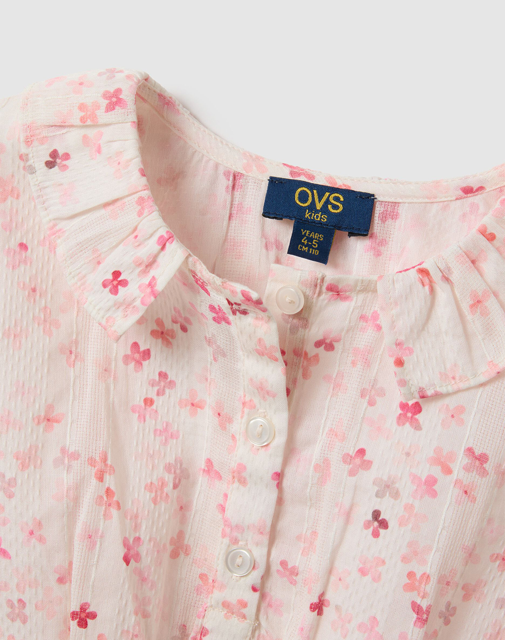 Ovs Aop Shirt 2575658-White Alyssum Multi παιδικά Κορίτσι ρούχα πουκάμισα Politikos Shop Πολιτικός