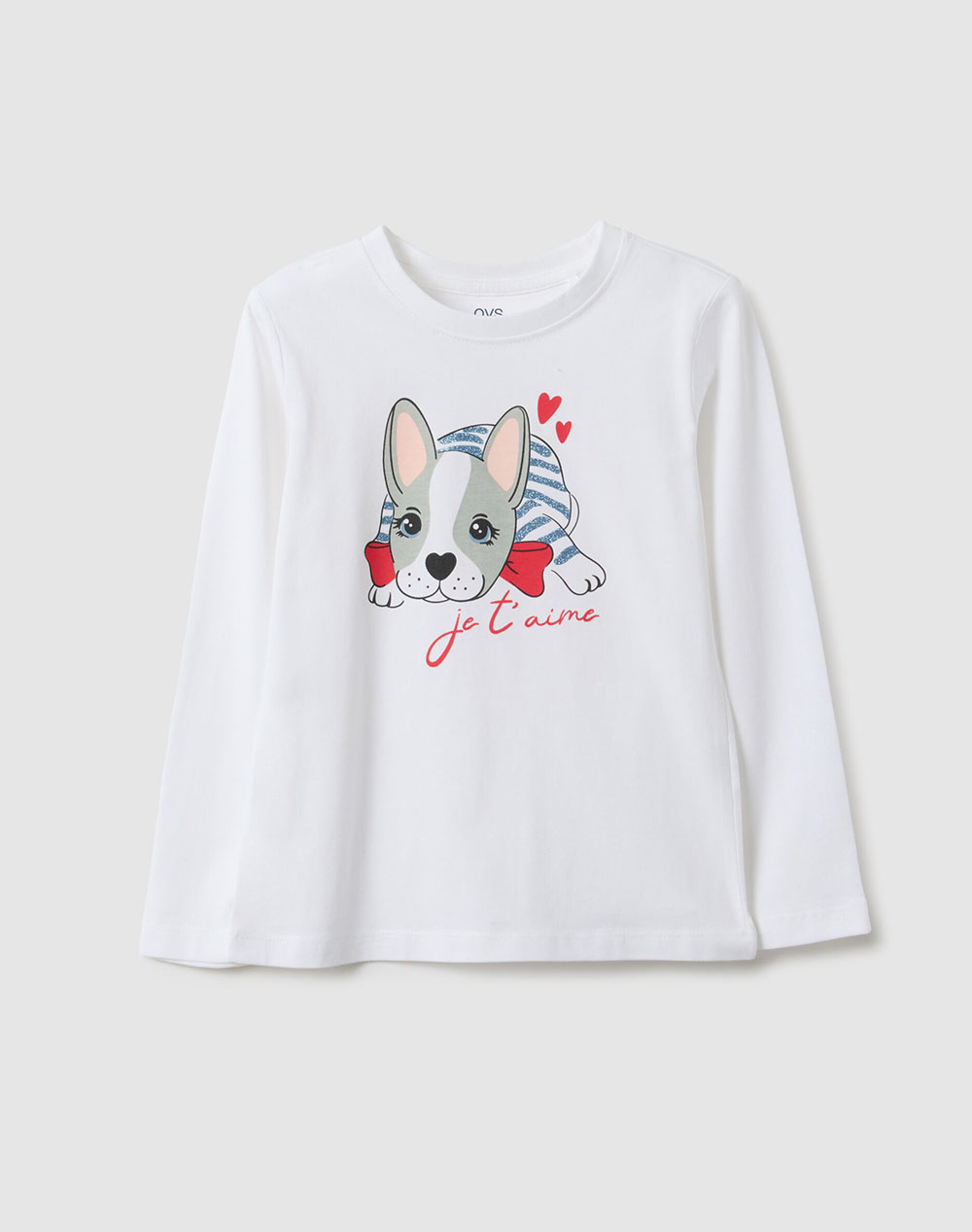 OVS TSH LS 4-5 COL GLITTER 2551383-BRIGHT WHITE White