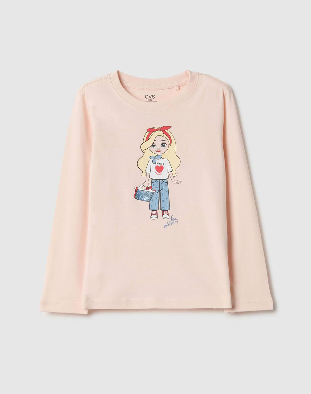 OVS TSH LS 4-5 COL GLITTER 2551369-PEARL BLUSH LightPink