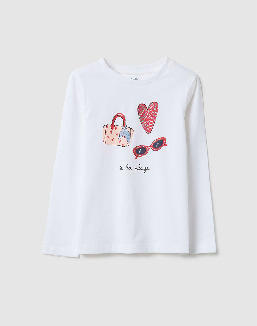 OVS TSH LS 4-5 COL STRASS 2551474-BRIGHT WHITE OffWhite