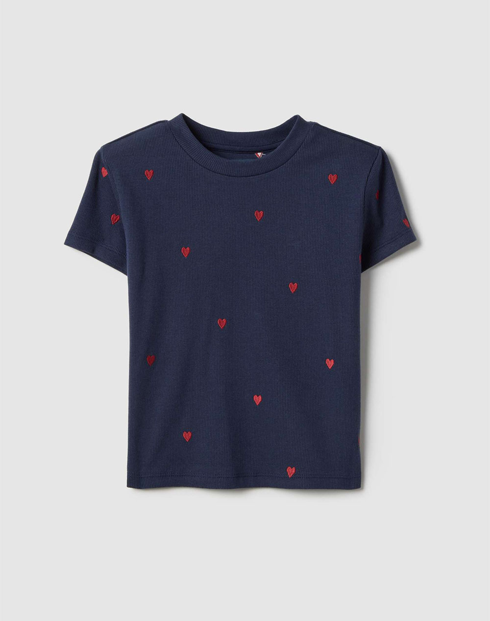 OVS T-SHIRT S/S RIB W/EMBROS 2552325-MOOD INDIGO Blue