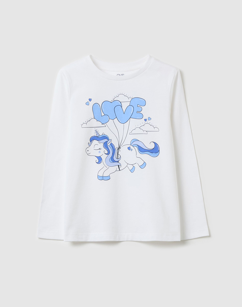 OVS LS TSHIRT 4/5 WITH STRASS 2197036-LUCENT WHITE White