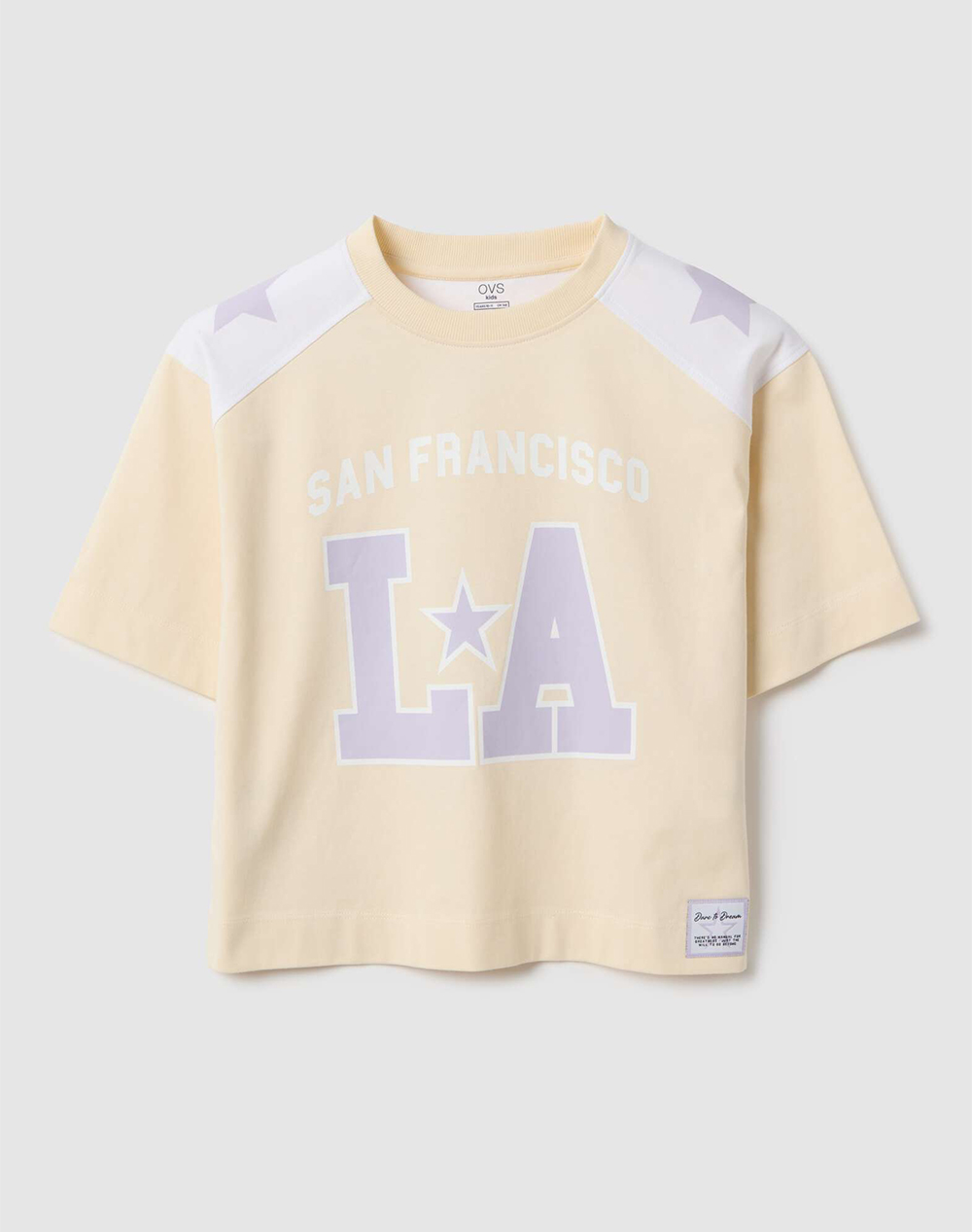 OVS TSH SL OVER W/PRINT 2566874-WHITE SMOKE Biege