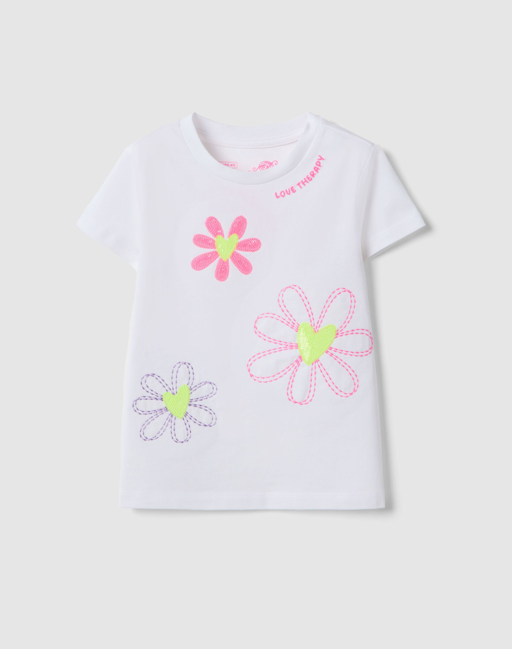 OVS T-SHIRT W/FLOWERS 2604003-LUCENT WHITE White