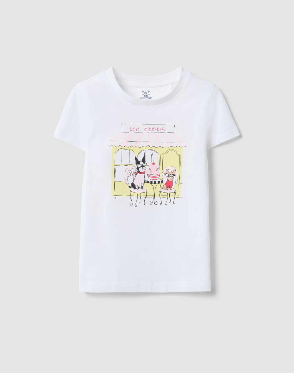 OVS T-SHIRT 4/5COL+ GLITTER 2613082-BRILLIANT WHITE White