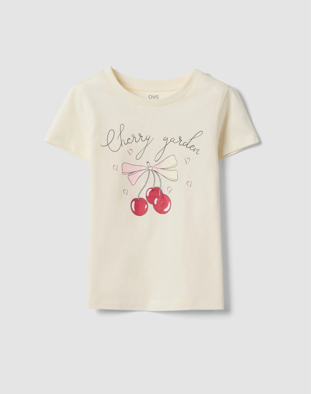 OVS T-SHIRT 4/5COL+ GLITTER 2613096-EGRET Cream