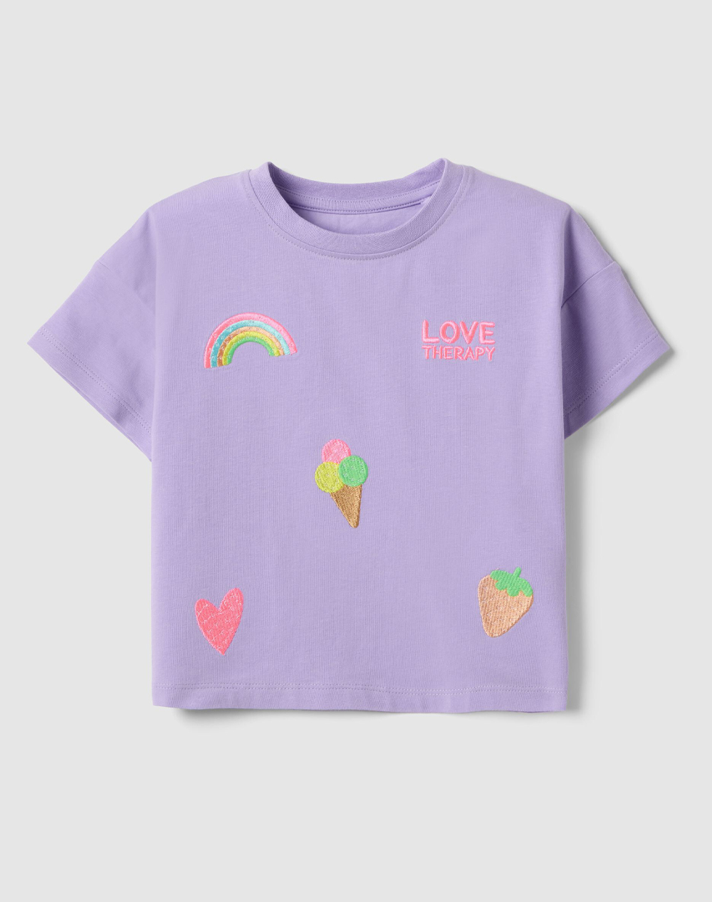 OVS T-SHIRT W/APPLICATION 2683168-PURPLE ROSE LightPurple
