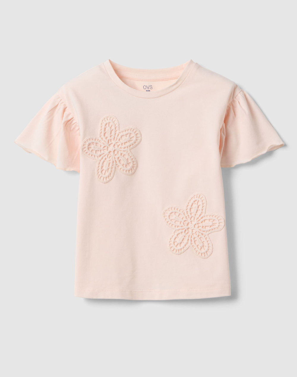 OVS T-SHIRT W/APPLICATION 2575848-PEARL Mixed