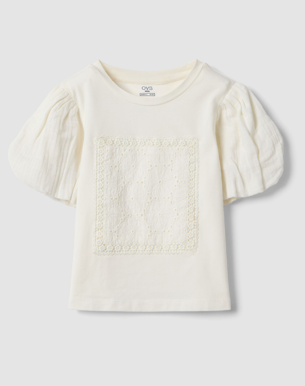 OVS T-SHIRT W/APPLICATION 2603976-WHITE ALYSSUM Mixed