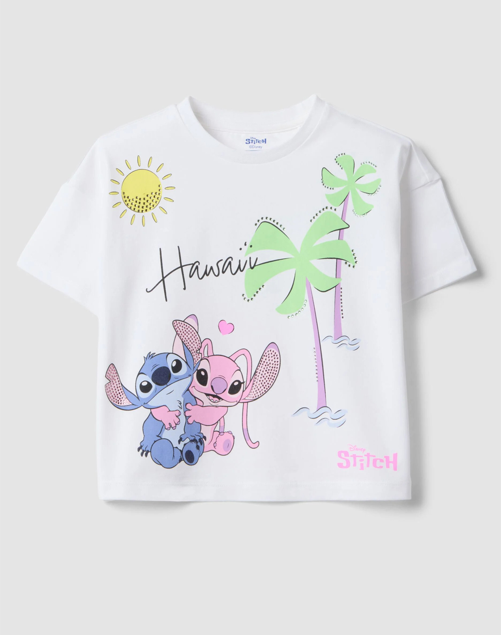 OVS T-SHIRT AOP S/SLEEVE LILO 2654986-BRILLIANT WHITE White