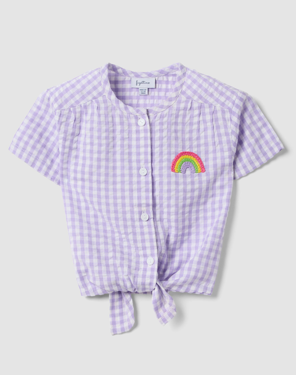 OVS YARN DYED CHECK BLOUSE 2617193-WHITE/VIOLET CHECK Lilac