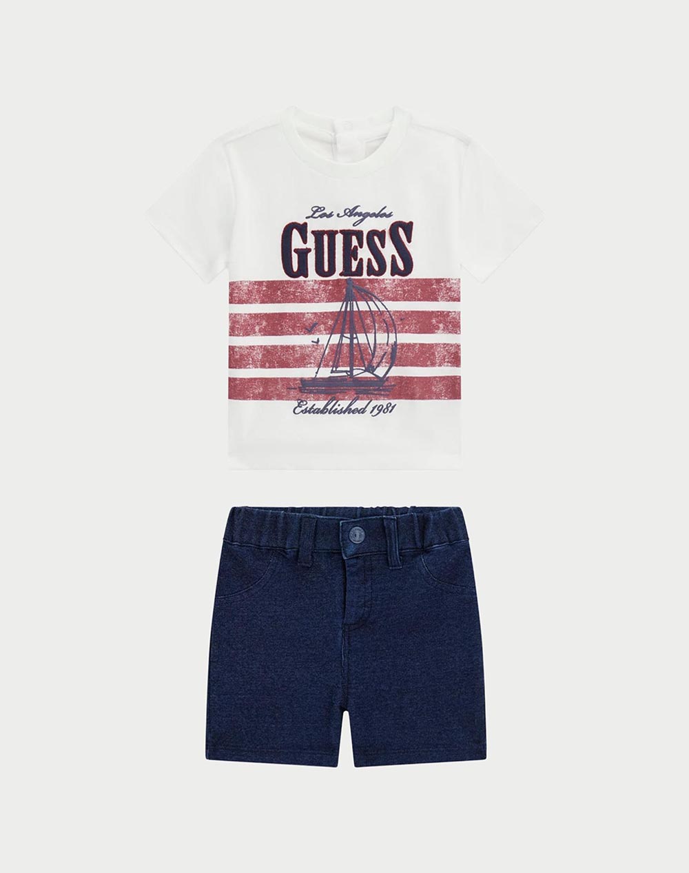 GUESS SET SS T-SHIRT+KNIT DEN SHORTS ΣΕΤ ΠΑΙΔΙΚΟ BOY I6RG09K6XN1-G011 White