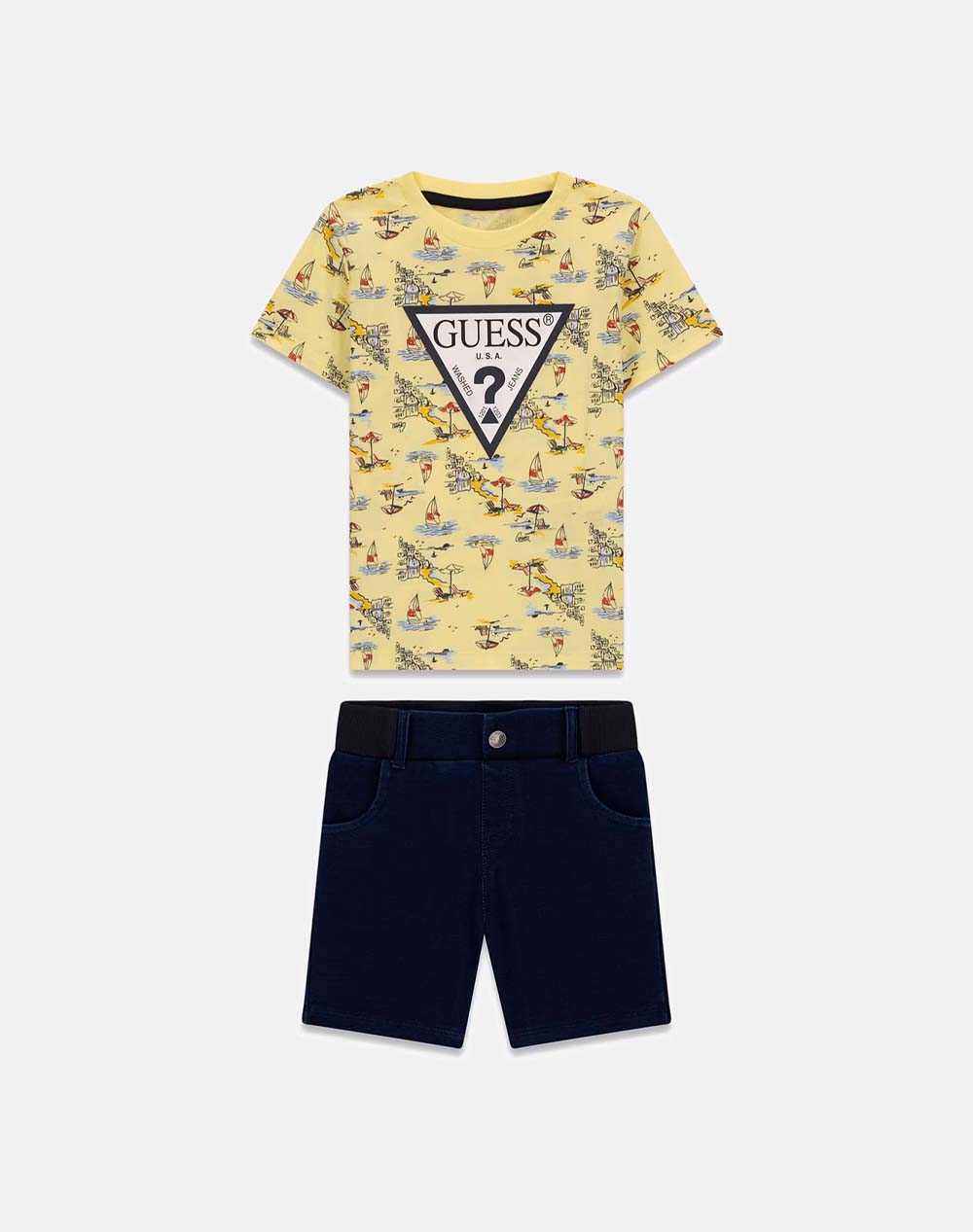 GUESS SET SS T-SHIRT+KNIT DENIM PANT ΣΕΤ ΠΑΙΔΙΚΟ BOY N6GG01K8HM4-P9IV Yellow