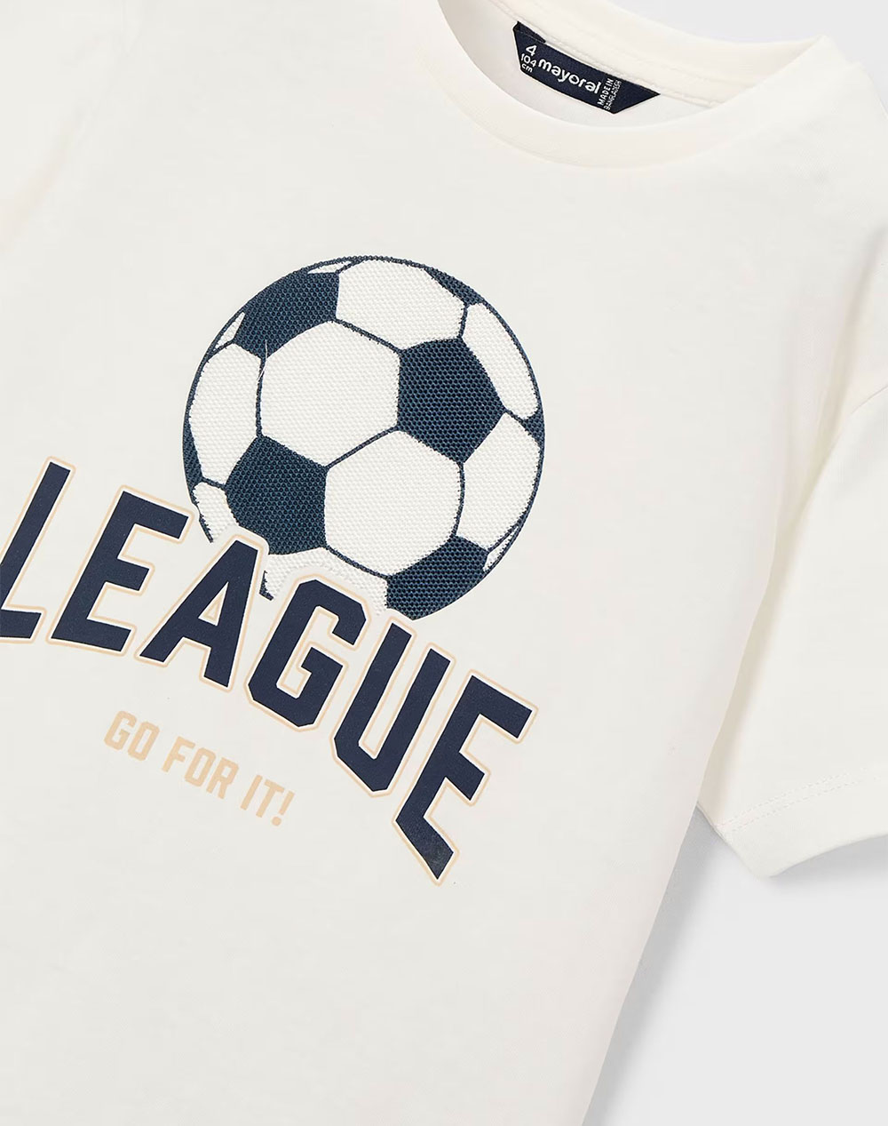 Mayoral Μπλούζα Κοντομανικη League 03074-069 Cream παιδικά Αγόρι ρούχα μπλούζες Politikos Shop Πολιτικός