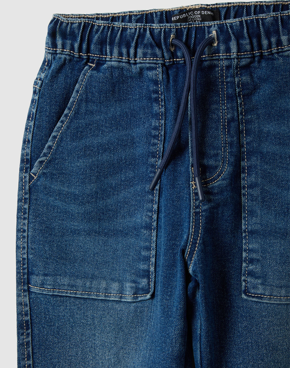 Ovs Jogger America 2518597-Medium Blue Denimblue παιδικά Αγόρι ρούχα παντελόνι Politikos Shop Πολιτικός