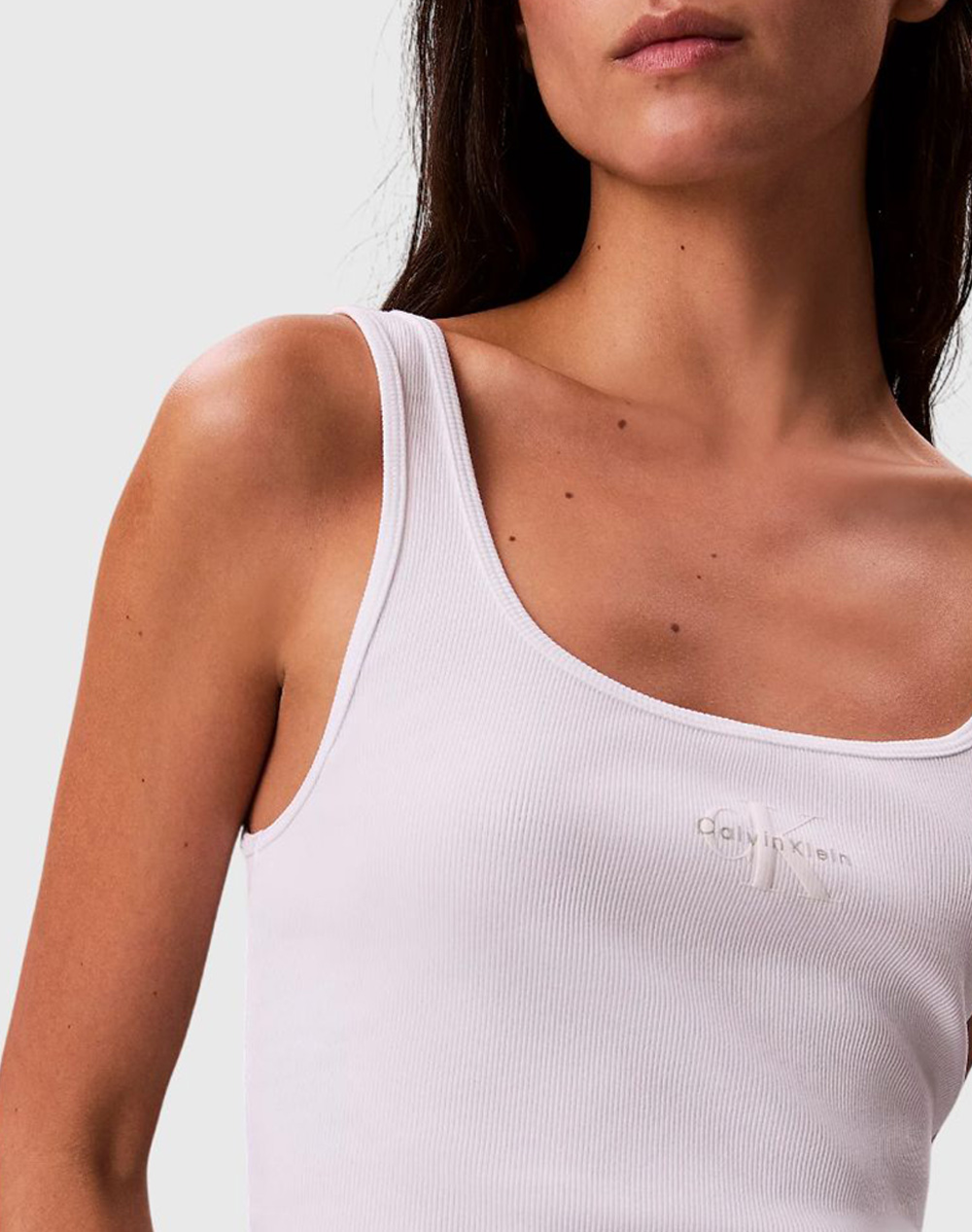 Calvin Klein Jeans Monogram Scoop Nk Rib Tank Top Lv047A804G-Yaa White Γυναικεία ρούχα μπλούζες Τοπ Κορμακια Politikos Shop Πολιτικός